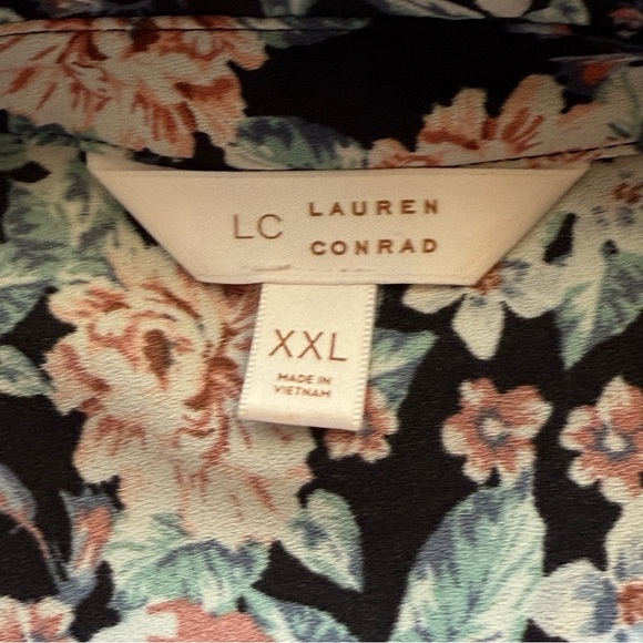 LC Lauren Conrad Button Front Shirt XXL Dark Floral Cottagecore Feminine Office - Picture 5 of 10